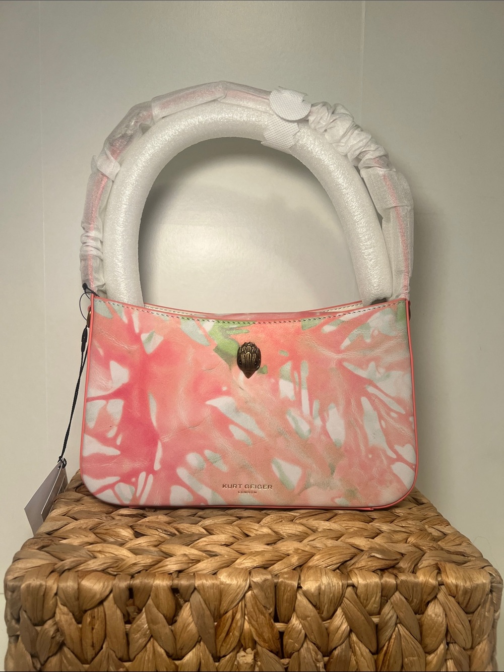 Kurt Geiger Pink Tie-Dye Shoulder Bag with Cream & Green Accents - Picture 3 of 8
